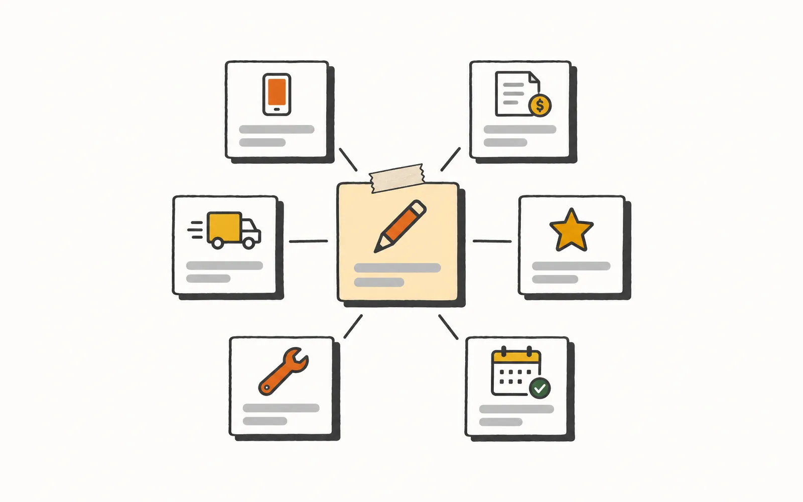 Illustration of The Graphite Lab's tools connected to one hub